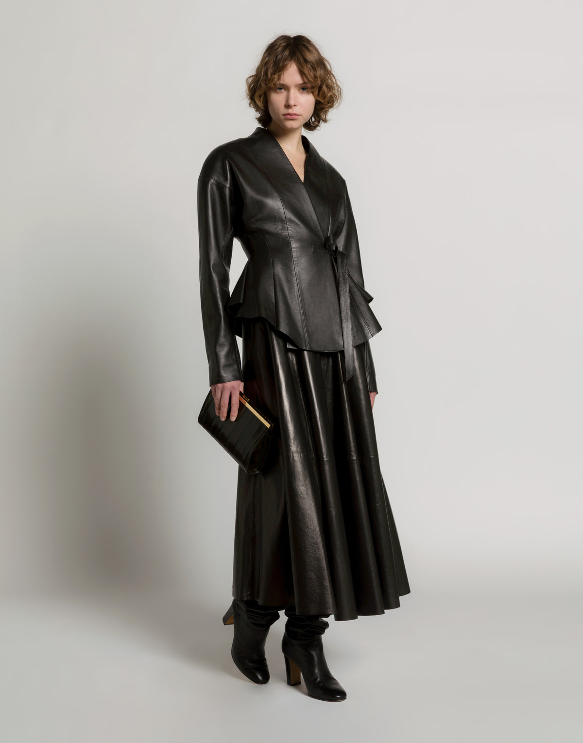 Wide soft leather skirt Black Alberta Ferretti Boutique Online 2