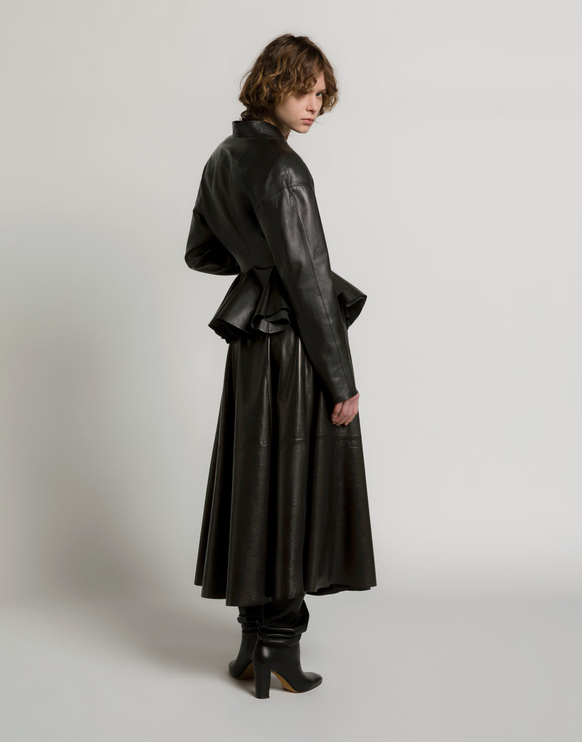 Wide soft leather skirt Black Alberta Ferretti Boutique Online 3
