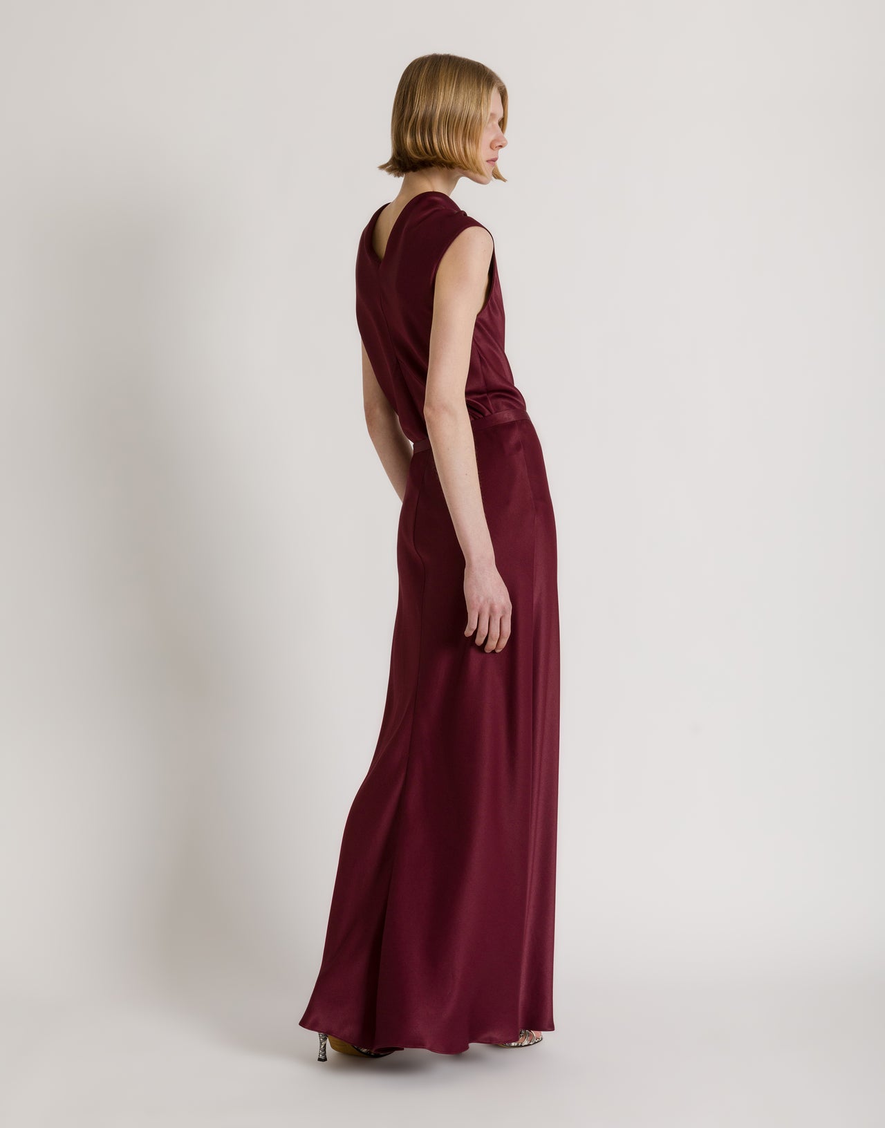 Falda de raso brillante Rojo Alberta Ferretti Boutique Online 3