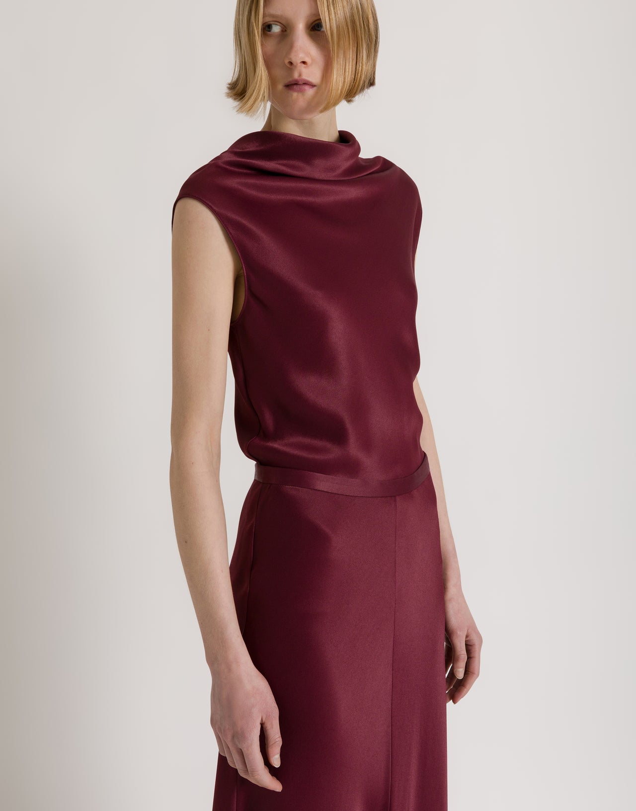 Falda de raso brillante Rojo Alberta Ferretti Boutique Online 4