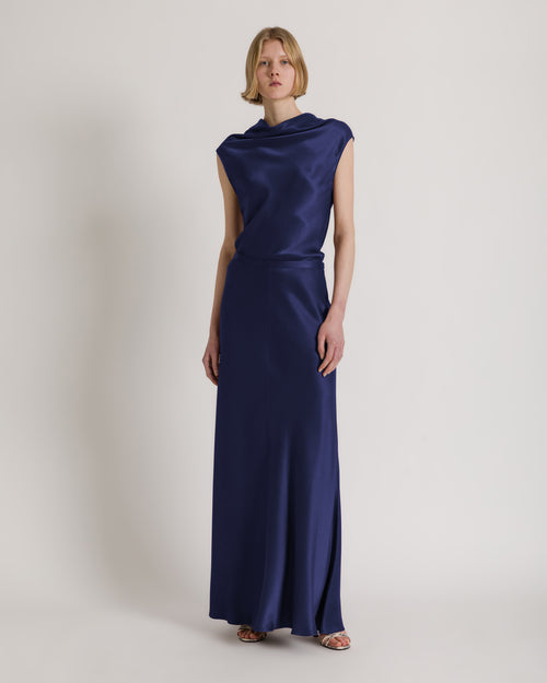 Shiny satin skirt Blue Alberta Ferretti Boutique Online 1