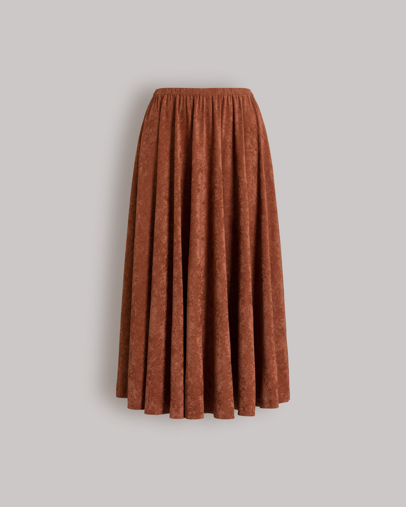 Pleated midi skirt in lightweight velvet Brown Alberta Ferretti Boutique Online 0