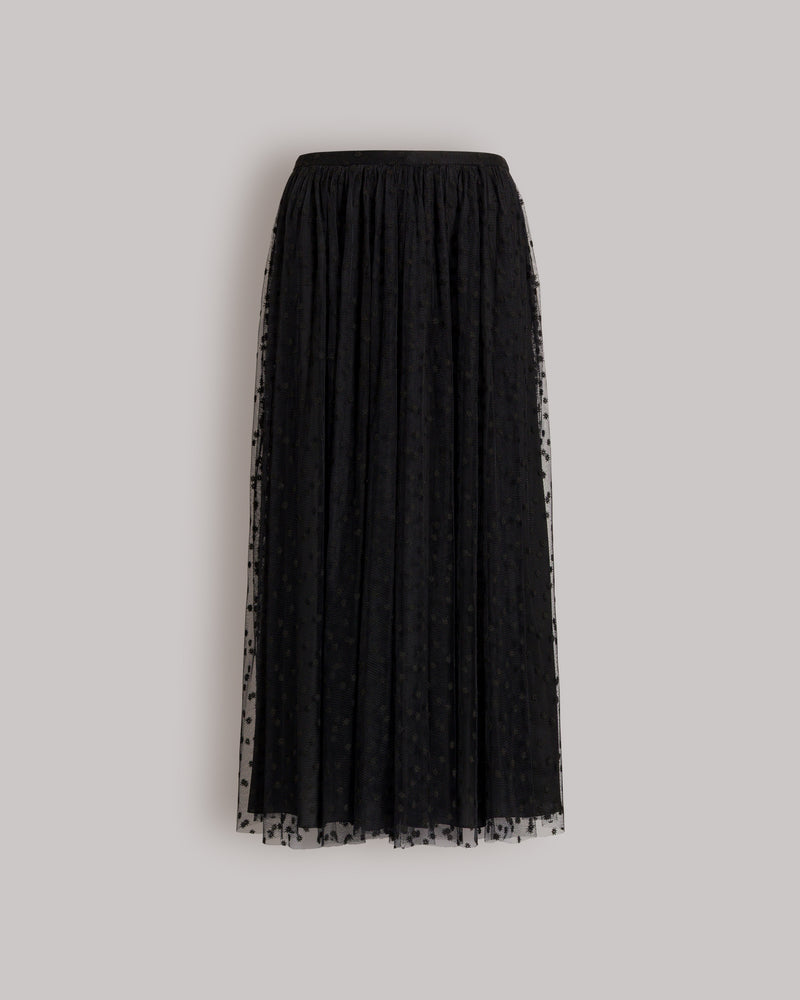 Jupe midi en tulle à pois Noir Alberta Ferretti Boutique Online 0
