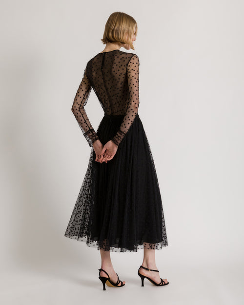 Polka-dot tulle midi skirt