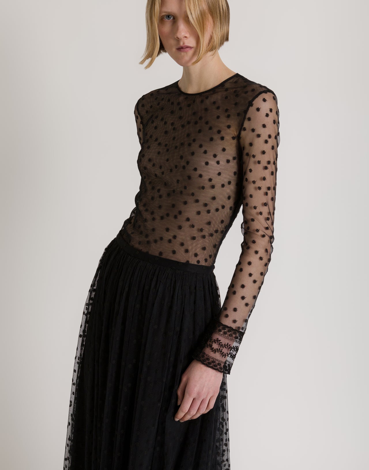 Polka-dot tulle midi skirt Black Alberta Ferretti Boutique Online 4