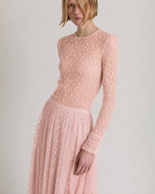 Polka-dot tulle midi skirt