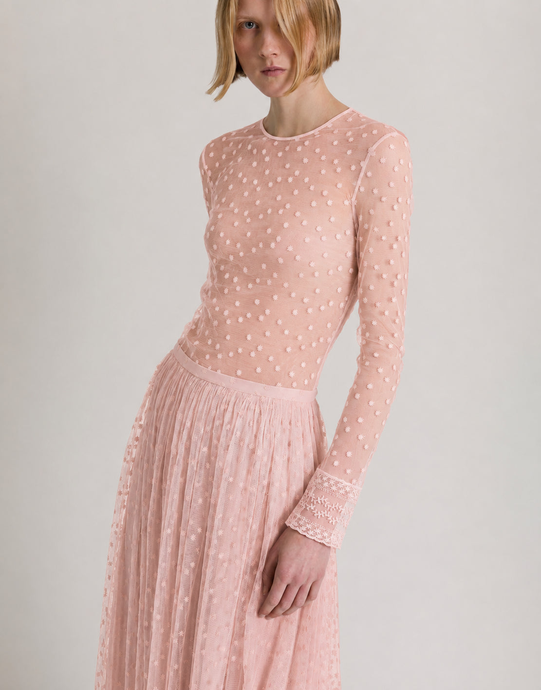 Midirand aus gepunktetem Tüll Pink Alberta Ferretti Boutique Online 4