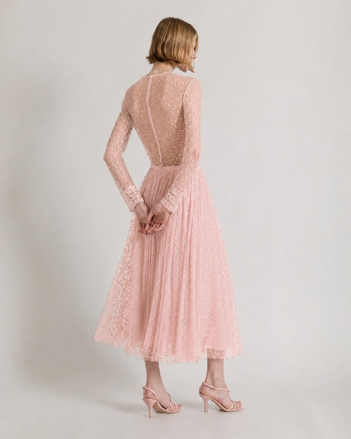 Polka-dot tulle midi skirt