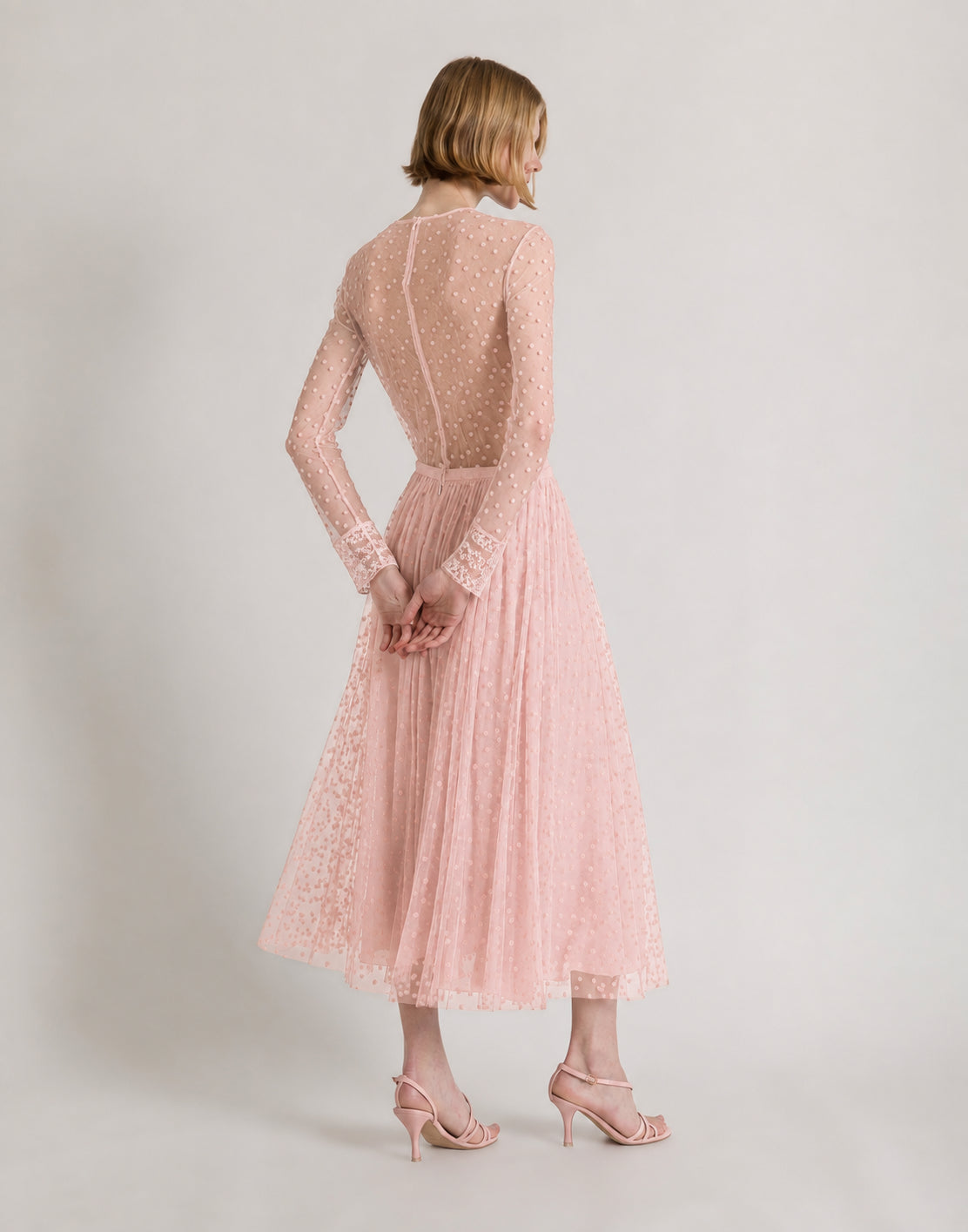 Midirand aus gepunktetem Tüll Pink Alberta Ferretti Boutique Online 3