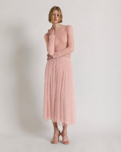Polka-dot tulle midi skirt Pink Alberta Ferretti Boutique Online 1