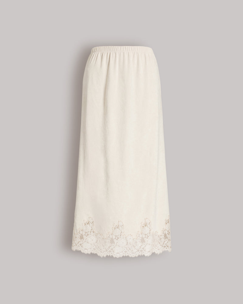 Gonna midi con bordo in pizzo Avorio Alberta Ferretti Boutique Online 0