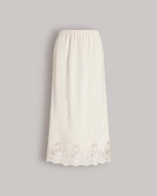 Straight midi skirt with lace trim Ivory Alberta Ferretti Boutique Online 0