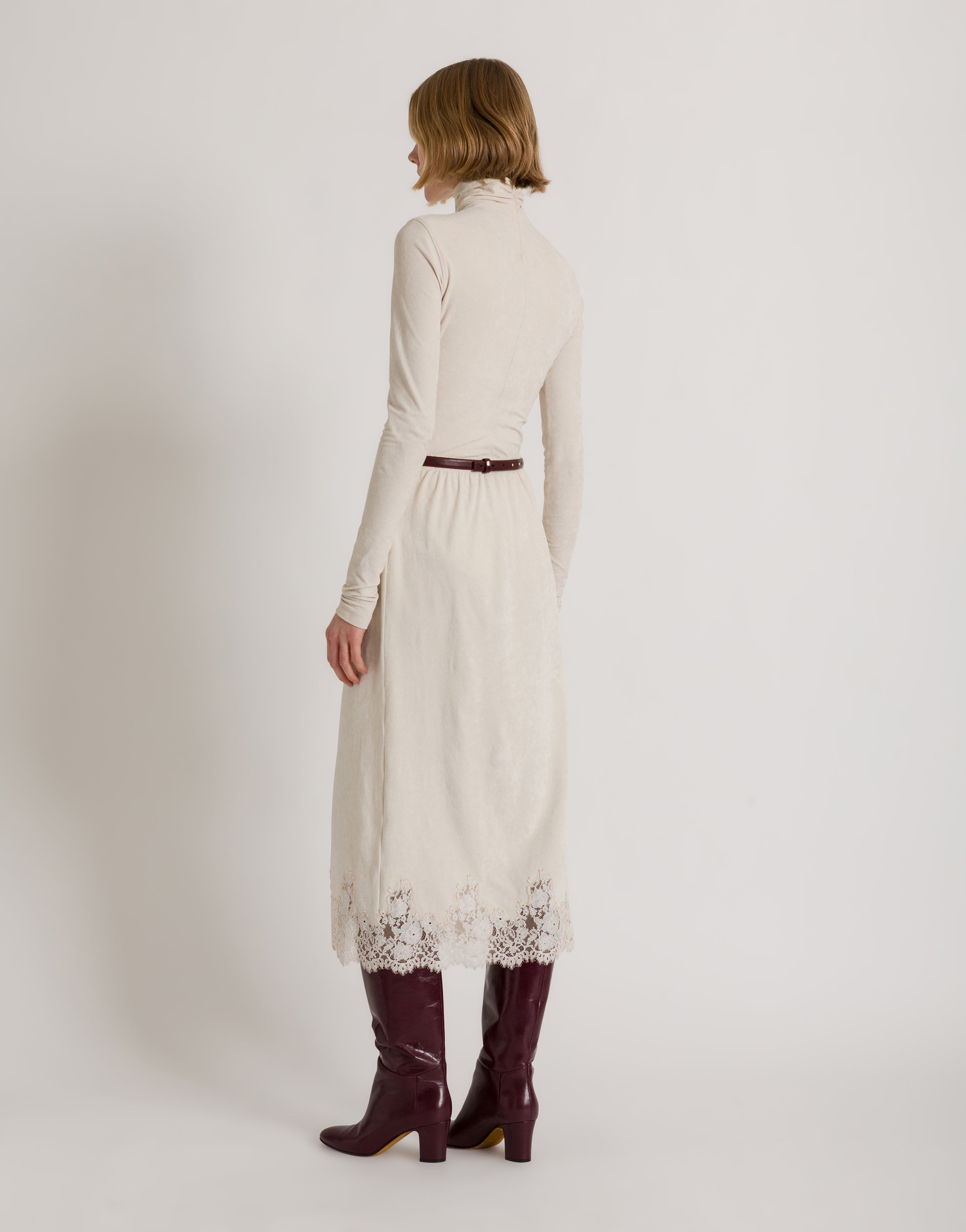 Straight midi skirt with lace trim | Alberta Ferretti