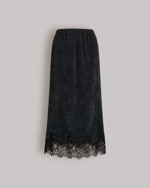 Straight midi skirt with lace trim 灰色 Alberta Ferretti Boutique Online 0