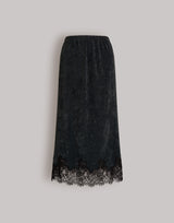 Straight midi skirt with lace trim