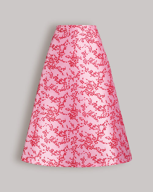 Floral mikado A-line midi skirt Rose Alberta Ferretti Boutique Online 0