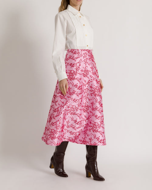Floral mikado A-line midi skirt Rose Alberta Ferretti Boutique Online 1