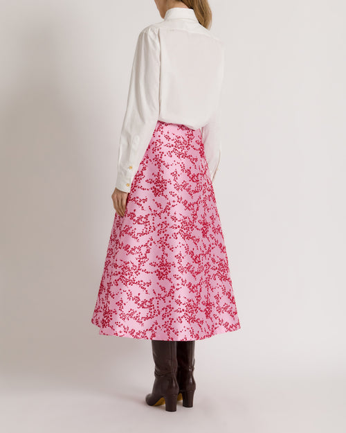 Floral mikado A-line midi skirt