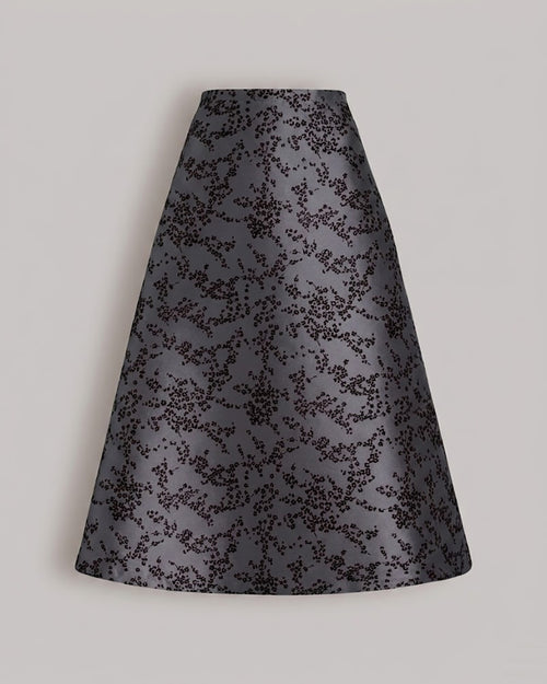 Ausgestellter Midirock aus floralem Mikado Grau Alberta Ferretti Boutique Online 0