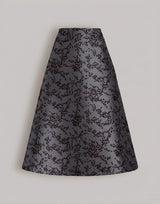 Floral mikado A-line midi skirt