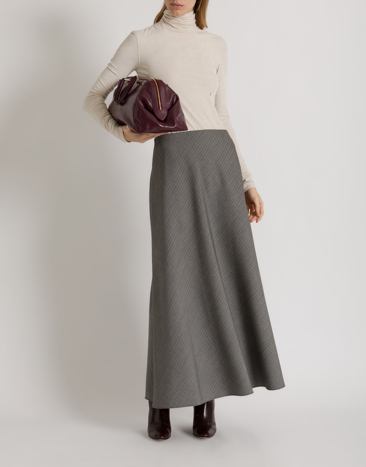 Grey A-line skirt with herringbone weave Grey Alberta Ferretti Boutique Online 2