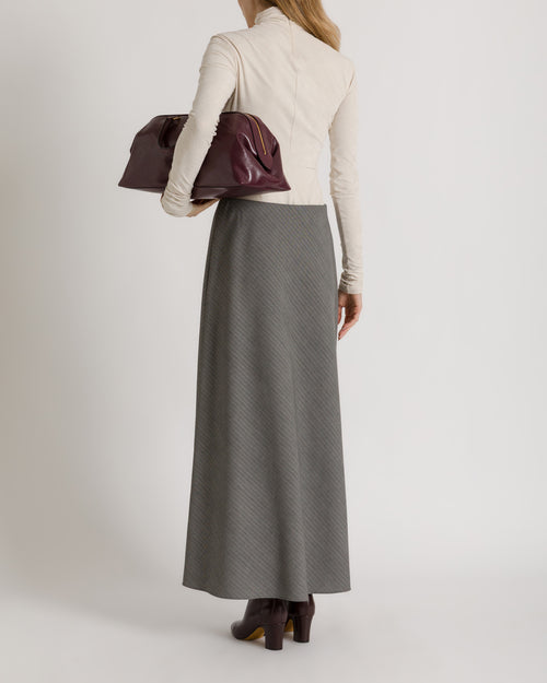 Grey A-line skirt with herringbone weave