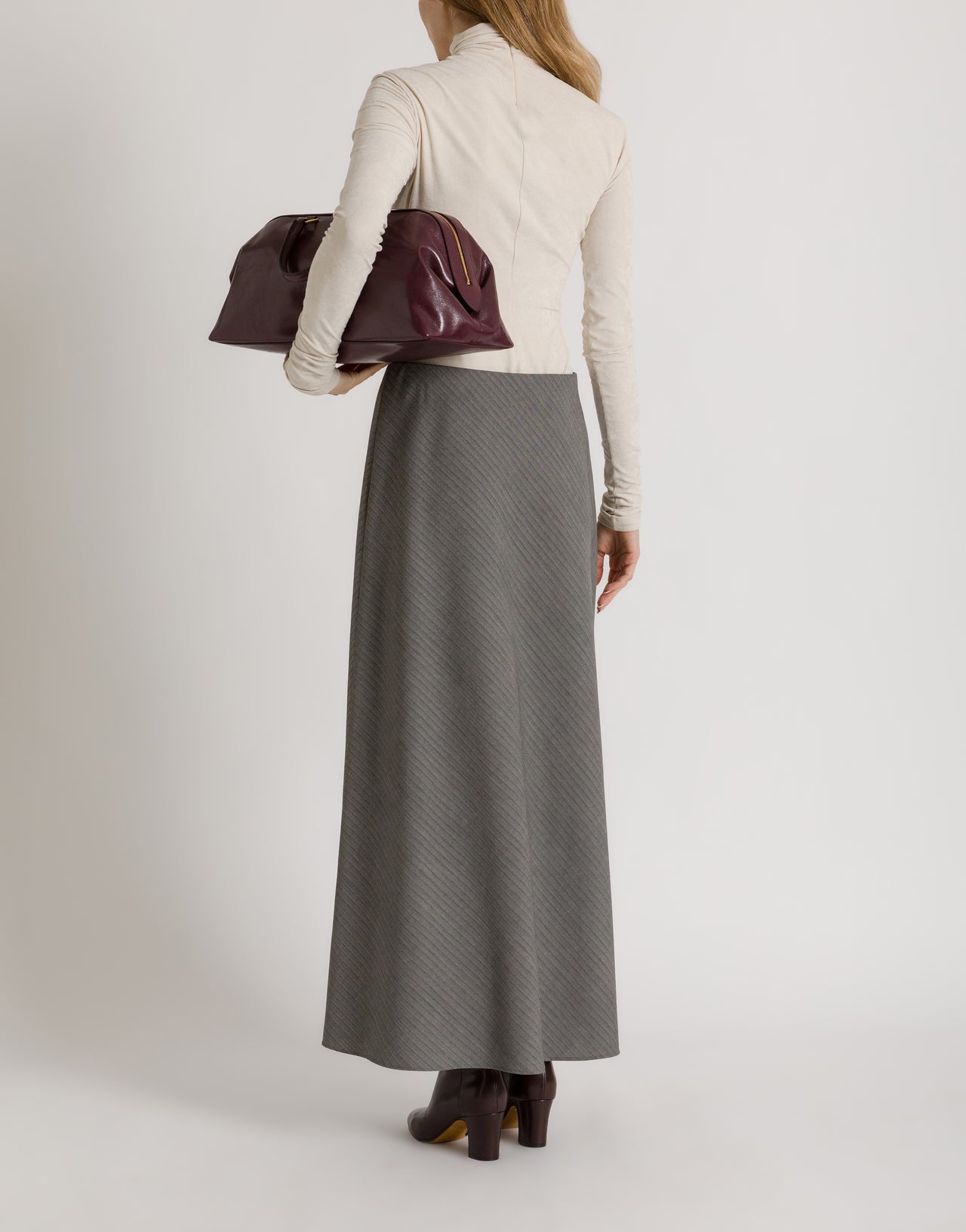 Grey A-line skirt with herringbone weave Grey Alberta Ferretti Boutique Online 3