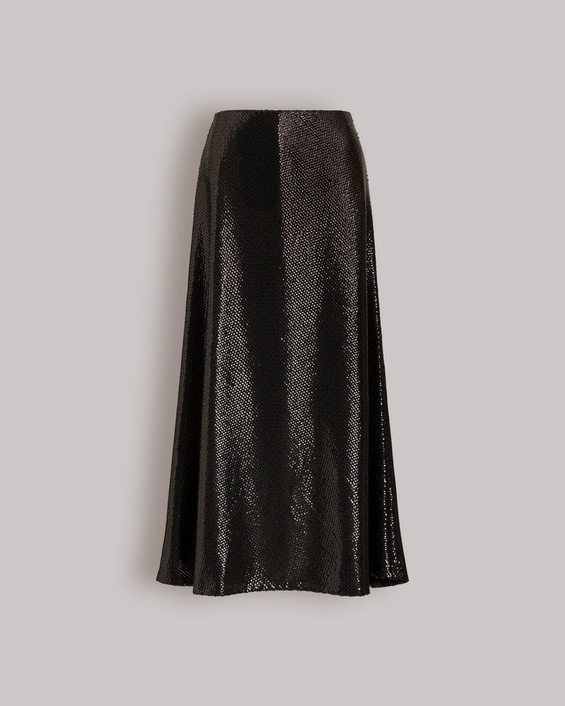 Gonna midi in paillettes nere Nero Alberta Ferretti Boutique Online 0