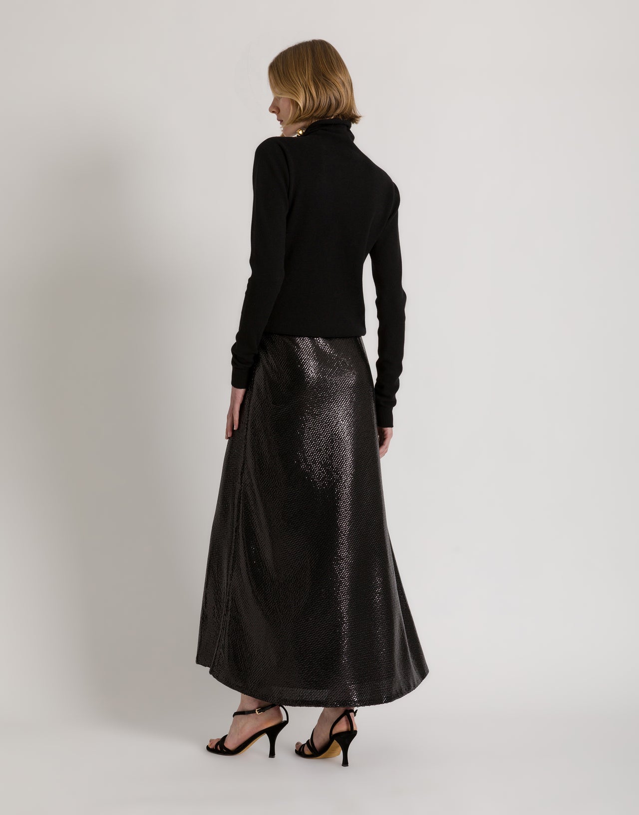 Flared black sequin midi skirt Black Alberta Ferretti Boutique Online 3