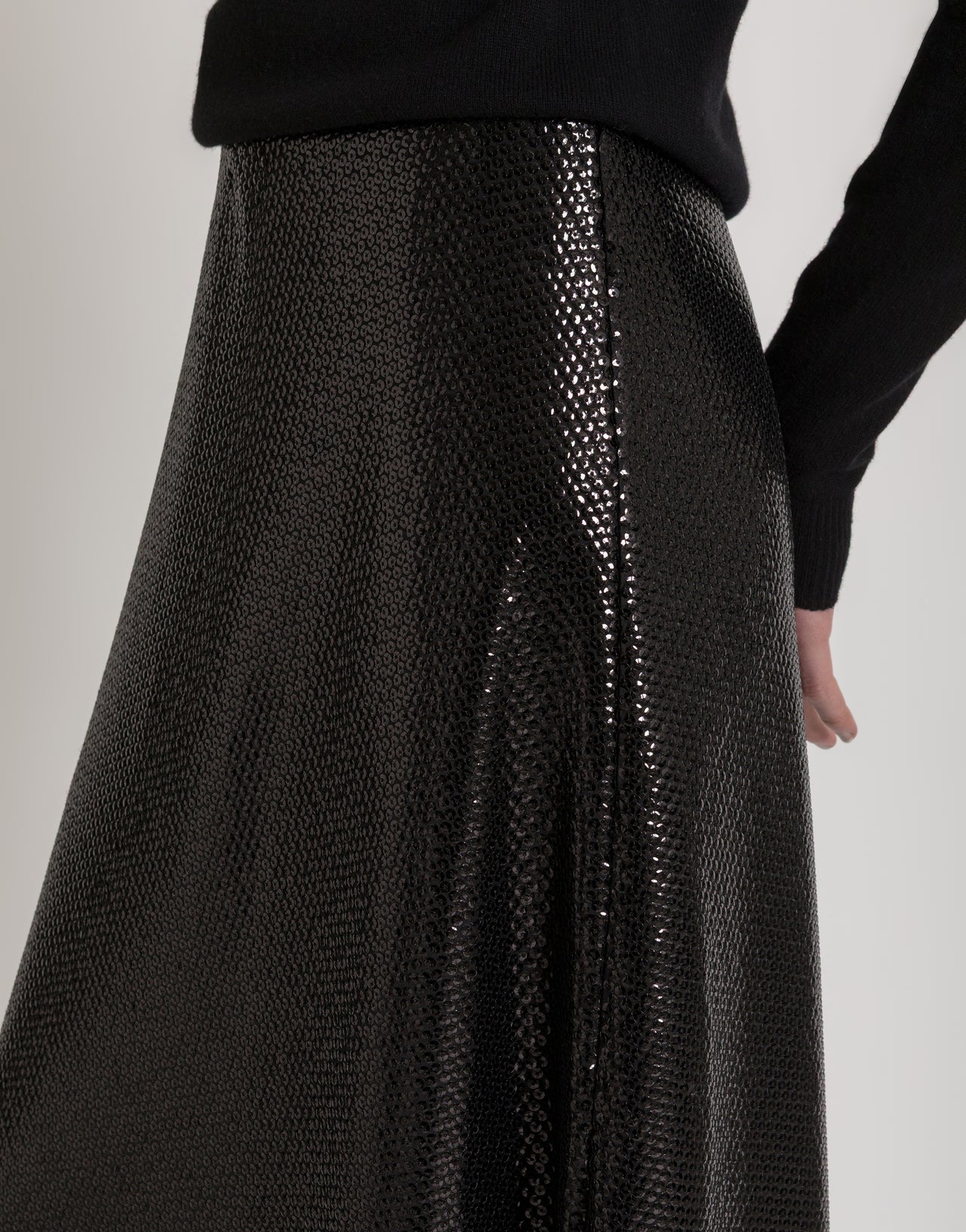 Flared black sequin midi skirt Black Alberta Ferretti Boutique Online 4