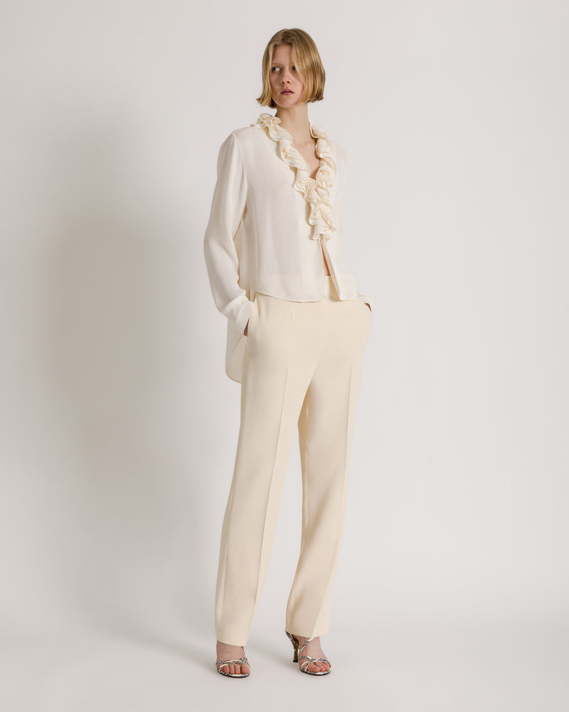 Blusa fluida con rouches Avorio Alberta Ferretti Boutique Online 1