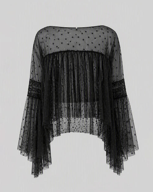 Dotted tulle blouse Black Alberta Ferretti Boutique Online 0