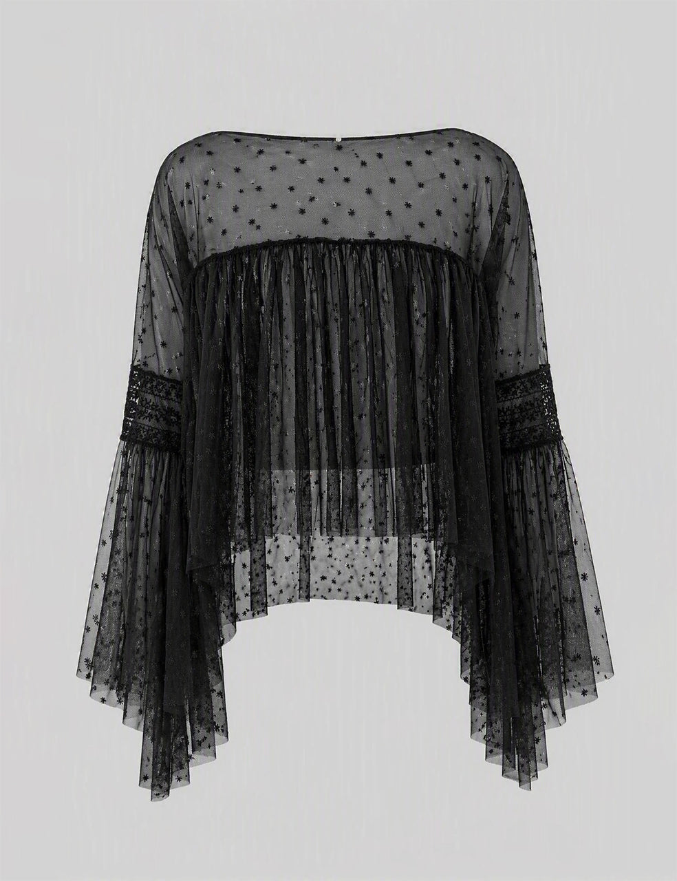 Chemisier en tulle à pois Noir Alberta Ferretti Boutique Online 1