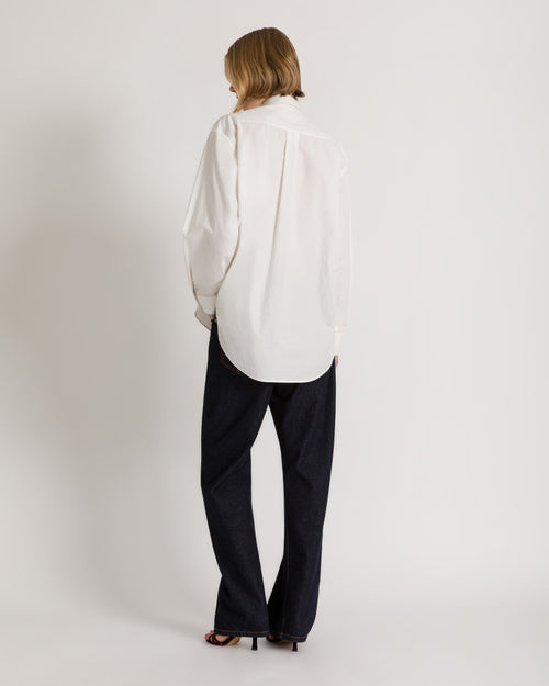 Cotton shirt with floral appliqués