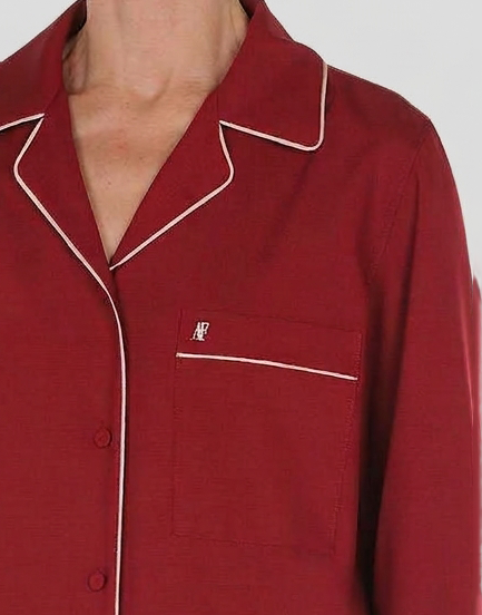 Chemise Style Pyjama en Tropical Wool 红色 Alberta Ferretti Boutique Online 2