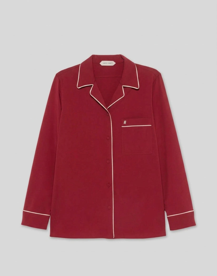 Chemise Style Pyjama en Tropical Wool 红色 Alberta Ferretti Boutique Online 1