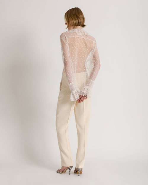 Camicia in tulle a pois con rouches 