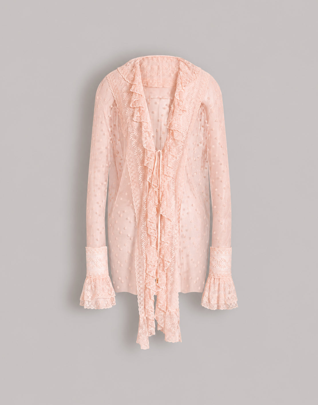 Camicia in tulle a pois con rouches Rosa Alberta Ferretti Boutique Online 1