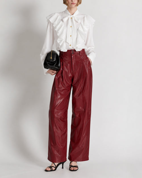 Cotton Poplin Shirt with Ruffles and Gold Buttons 白色 Alberta Ferretti Boutique Online 1