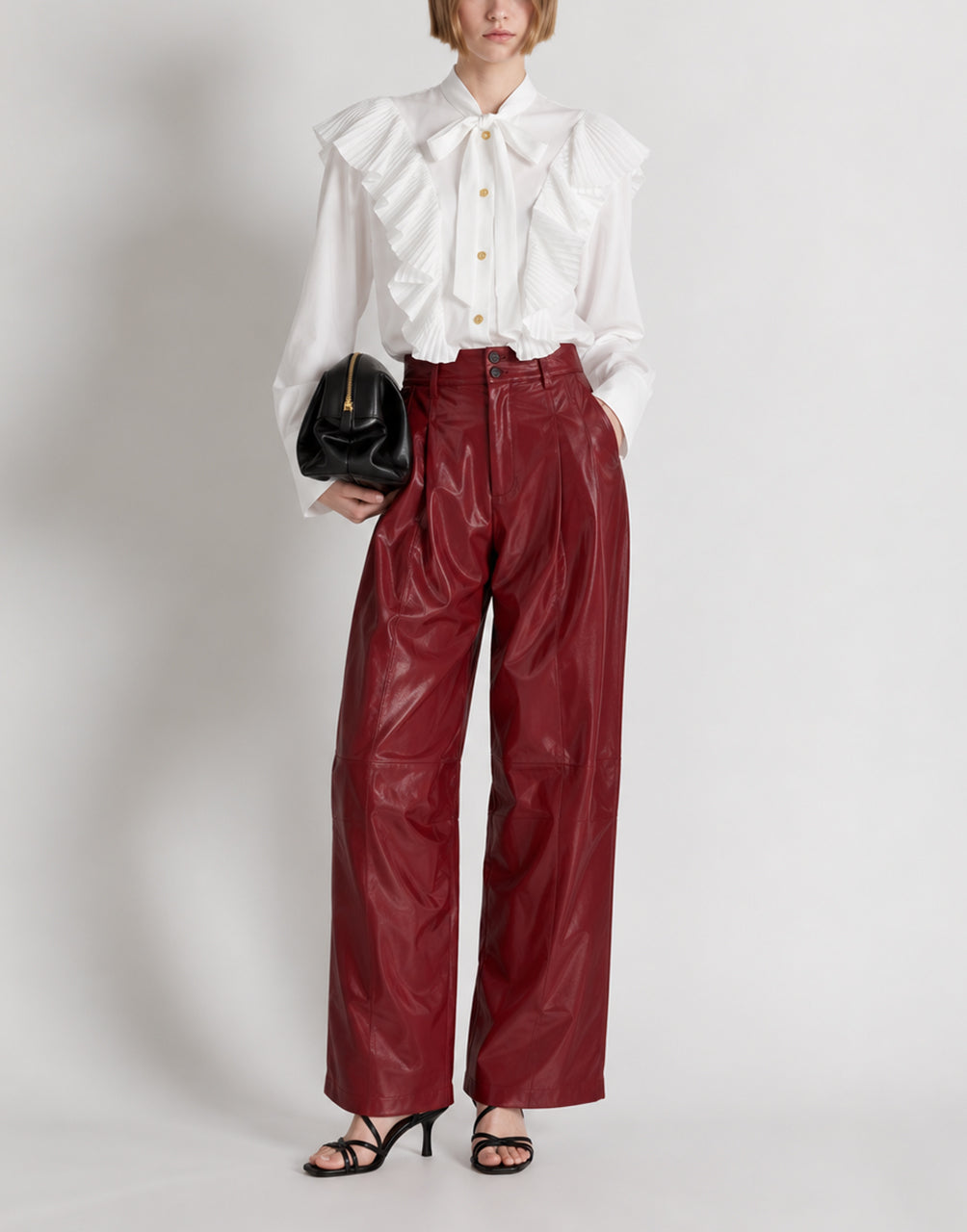 Cotton Poplin Shirt with Ruffles and Gold Buttons 白色 Alberta Ferretti Boutique Online 2