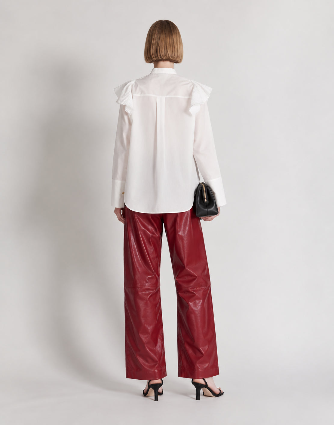 Cotton Poplin Shirt with Ruffles and Gold Buttons 白色 Alberta Ferretti Boutique Online 3
