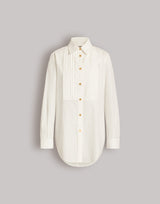 Camisa estilo esmoquin oversize con botones dorados