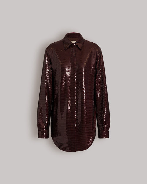 Glossy sequin shirt Brown Alberta Ferretti Boutique Online 0