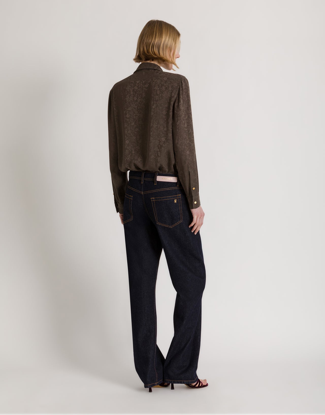 Camicia in jacquard floreale Marrone Alberta Ferretti Boutique Online 3