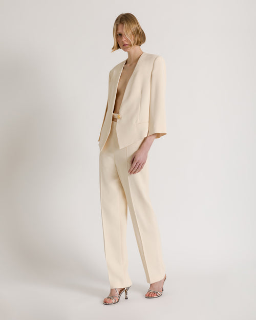 Straight cigarette trousers with front crease Ivory Alberta Ferretti Boutique Online 1