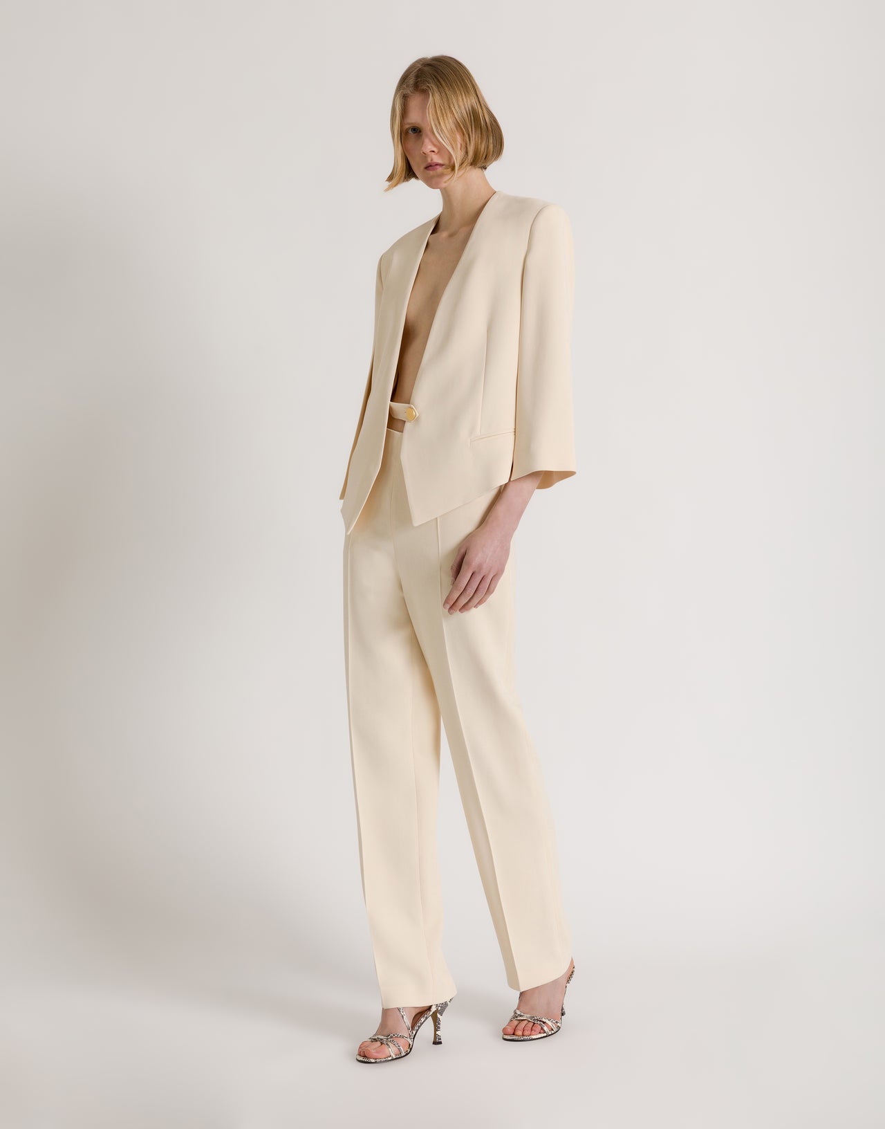 Gerade Zigarettenhose mit Bügelfalte Elfenbein Alberta Ferretti Boutique Online 2