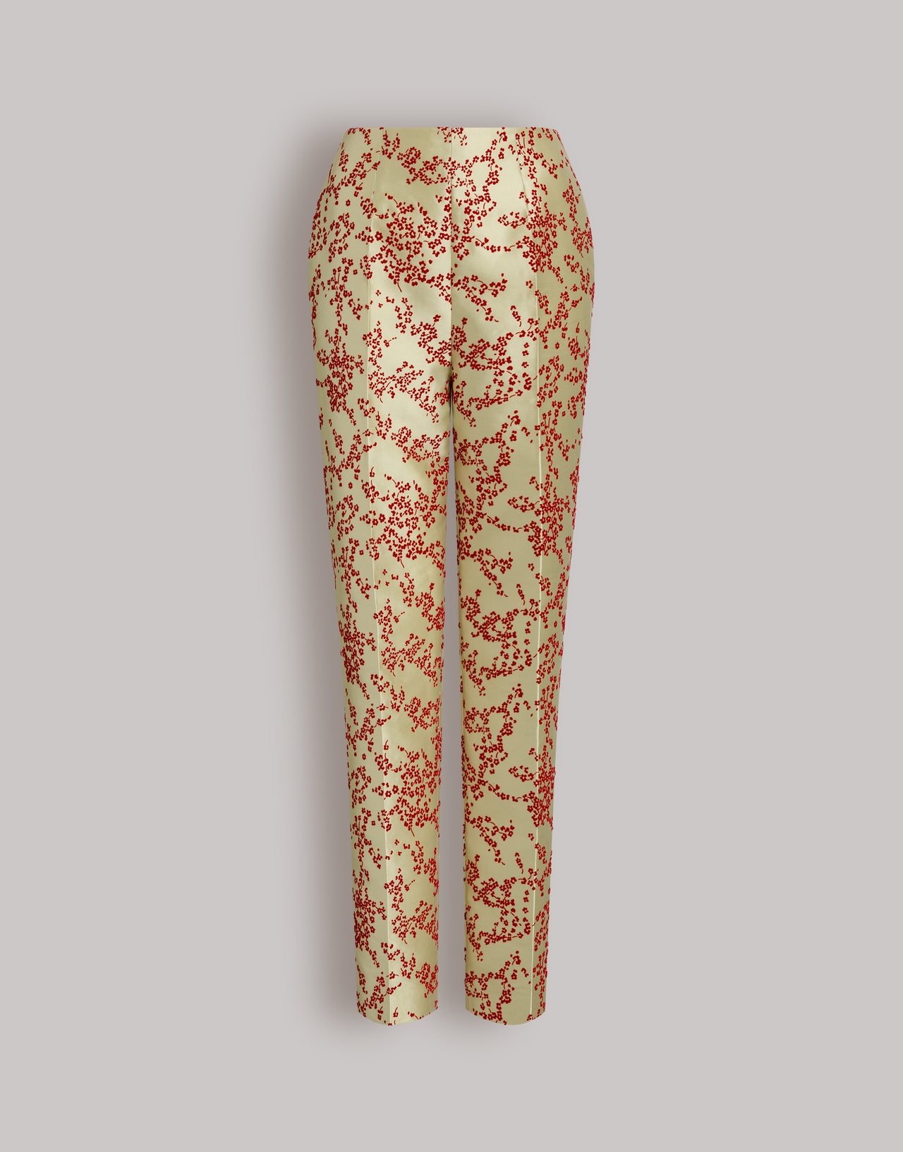Floral mikado straight-leg trousers Green Alberta Ferretti Boutique Online 1