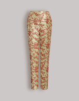 Pantalones rectos de mikado floral
