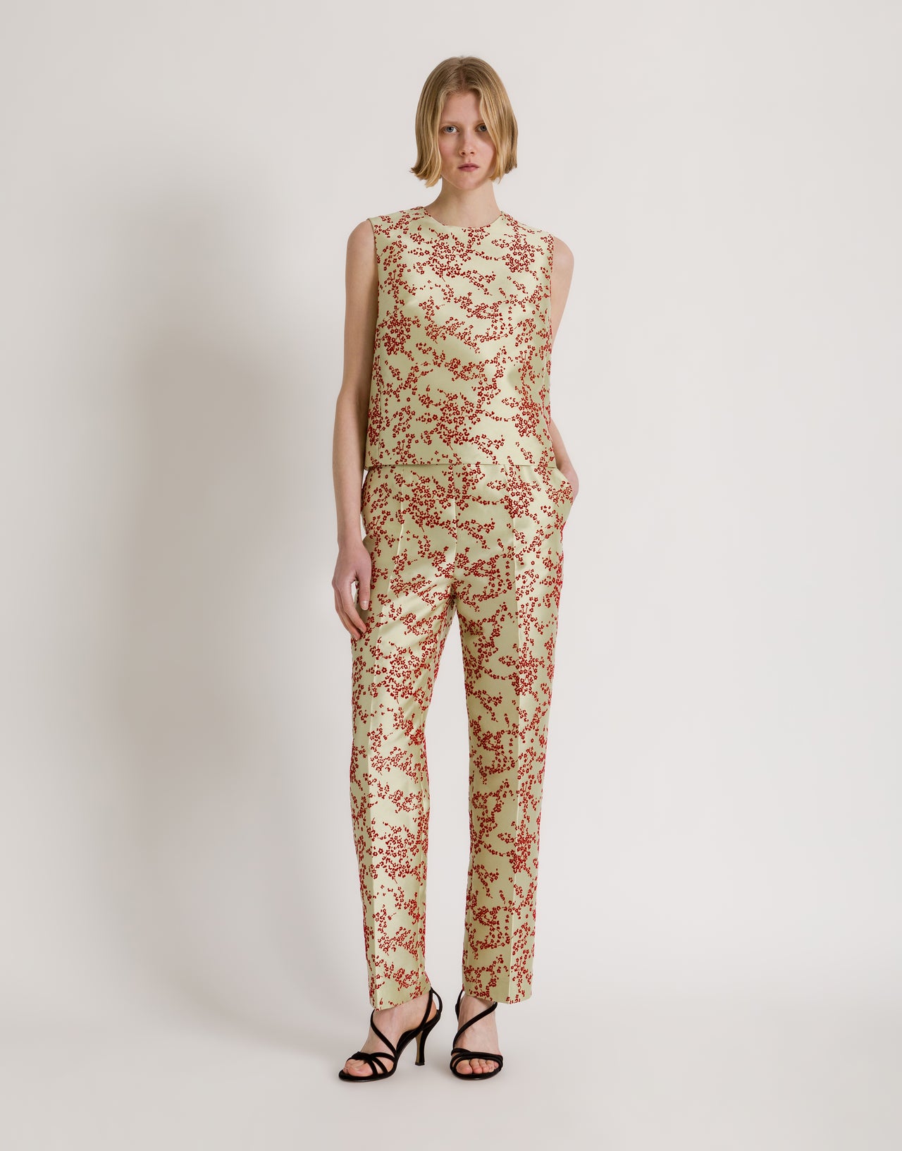 Floral mikado straight-leg trousers Green Alberta Ferretti Boutique Online 2