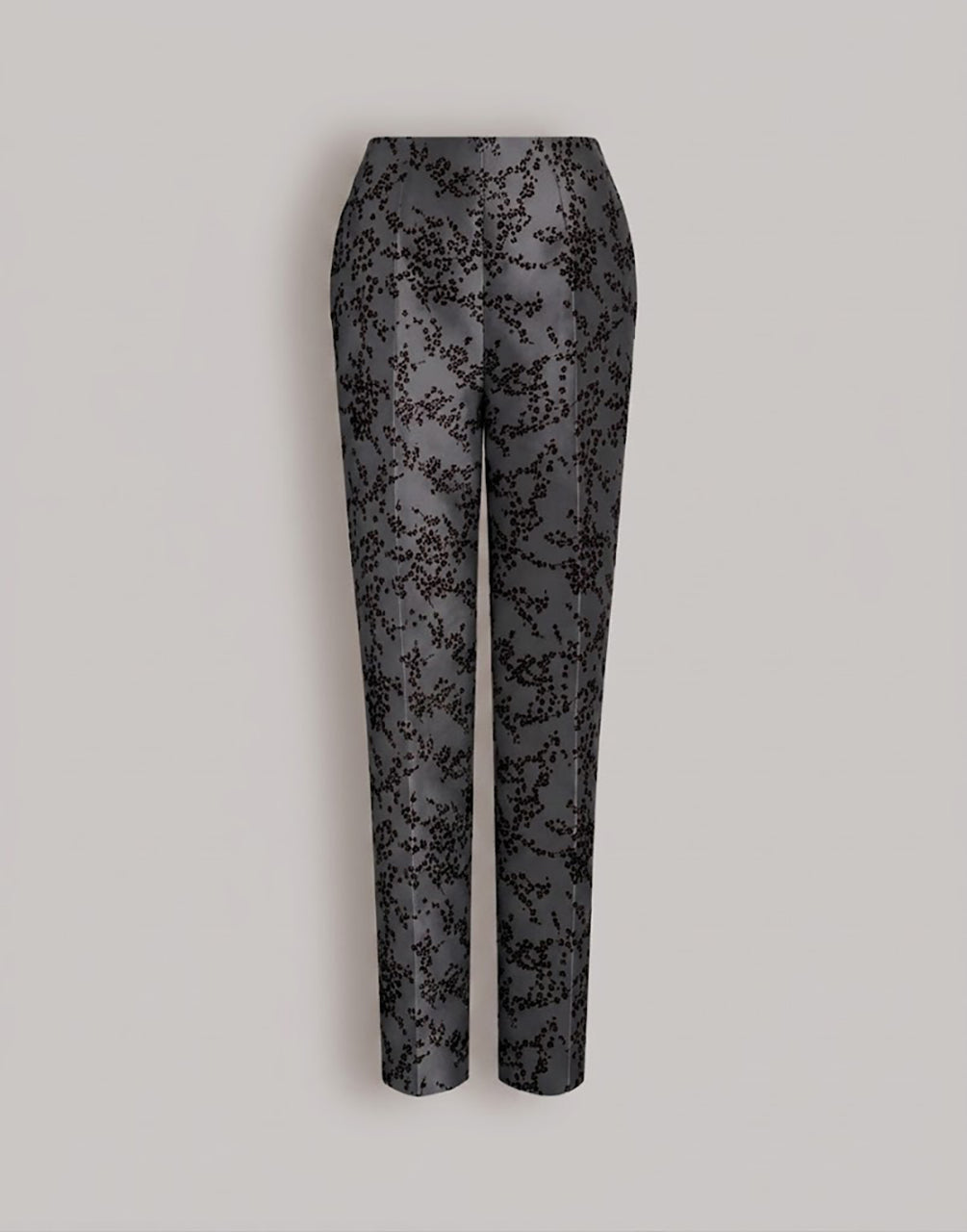 Floral mikado straight-leg trousers Grey Alberta Ferretti Boutique Online 1